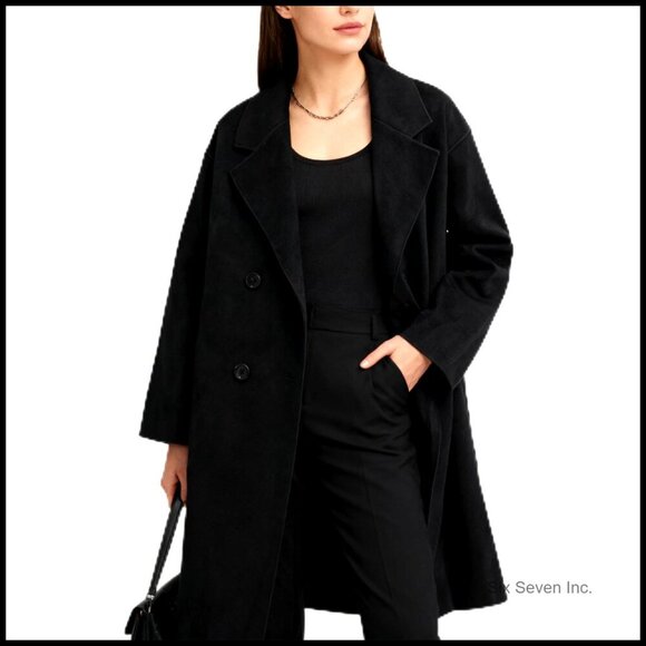 Jackets & Blazers - Wool Blend Pea Coat Double Breasted Trench Coat Notched Lapel Jacket